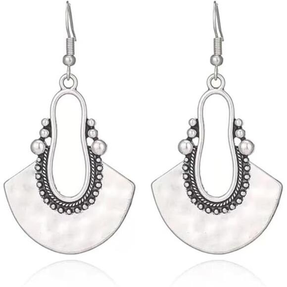 Silver/Gold Boho Dangle Statement Earrings for Women Trendy,Handmade Vintage - Picture 3 of 3